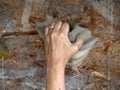 Woman hand on Climbing training wall close up Royalty Free Stock Photo