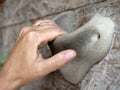 Woman hand on Climbing training wall close up Royalty Free Stock Photo