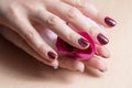 Woman hand with colorful nails macro Royalty Free Stock Photo