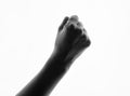 Woman hand fist silhouette white background. Black hands sing number 0 Royalty Free Stock Photo