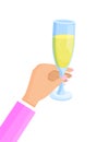 Woman Hand Glass and Champagne Vector Illustration Royalty Free Stock Photo