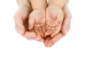 Woman hand hold a child's handful Royalty Free Stock Photo