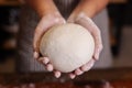 Woman Hand Hold the Dough Before Putting the Dough into the Oven Royalty Free Stock Photo