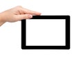 Woman hand hold a tablet with isolated screen Royalty Free Stock Photo