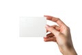 woman Hand holding blank business card on white background Royalty Free Stock Photo