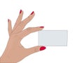 Woman hand holding blank visit card