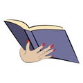 Woman hand holding a book illustration Royalty Free Stock Photo