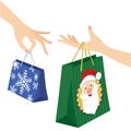 Woman hand holding christmas shopping bag Royalty Free Stock Photo