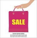 Woman Hand Holding Colorful Shopping Bag Show Sale Campaign