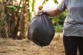 woman hand holding garbage bag for recycle Royalty Free Stock Photo