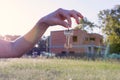 Woman hand holding house keys Royalty Free Stock Photo