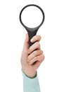 Woman hand holding magnifying glass Royalty Free Stock Photo