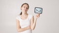 Email icon with young woman Royalty Free Stock Photo