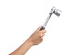 Woman hand holding a ratchet Royalty Free Stock Photo