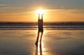 Woman Hand Holding Sunset Royalty Free Stock Photo