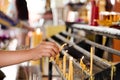 Woman hand lighting candles in a church Royalty Free Stock Photo