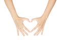 Woman hand making sign Heart