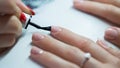 Woman hand on manicure treatment in beauty salon. Beauty parlour Royalty Free Stock Photo