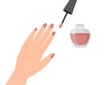 Woman hand with nail painted. vector illustration. Royalty Free Stock Photo