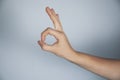 Woman hand okay sign