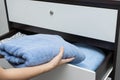 Woman hand open drawer Royalty Free Stock Photo