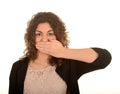 Woman with hand over mouth Royalty Free Stock Photo