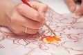 Woman hand with pencil is drawing picture Royalty Free Stock Photo