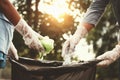 woman hand picking up garbage plastic for cleaning Royalty Free Stock Photo