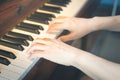 Musician hand playing piano keyboard Royalty Free Stock Photo