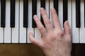 Woman hand playing piano music. Royalty Free Stock Photo