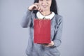 Woman hand red shopping bag Royalty Free Stock Photo