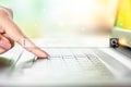 Woman hand searching job, surfing browsing internet data on computer laptop