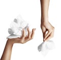 The woman hand set with makeup remove wipes