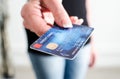 Woman hand showing credit card Royalty Free Stock Photo