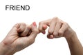 Woman hand sign FRIEND ASL American sign language