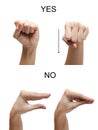 Woman hand sign NO YES ASL american sign language