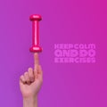 Woman hand taking easy pink dumbbells