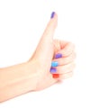 Woman hand thumb up