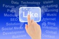 Woman hand uses like button Royalty Free Stock Photo