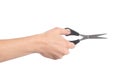 Woman hand using a scissors Royalty Free Stock Photo