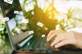 Woman hand using smartphone to send and recieve email for business