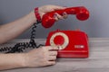 Woman hand vintage phone Royalty Free Stock Photo