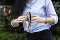 Woman hand wallet and money Royalty Free Stock Photo