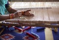 Woman hand weaving a carpet in India Royalty Free Stock Photo