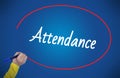 Woman hand writing attendance with marker Royalty Free Stock Photo