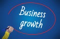 Woman hand writing business growth with marker