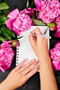 Woman hand writing diary Royalty Free Stock Photo