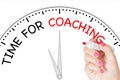 Woman Hand Writing Time for Coaching Message with Red Marker on