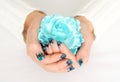 Woman hands with blue manicure Royalty Free Stock Photo