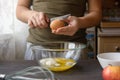 Woman hands breaking egg Royalty Free Stock Photo